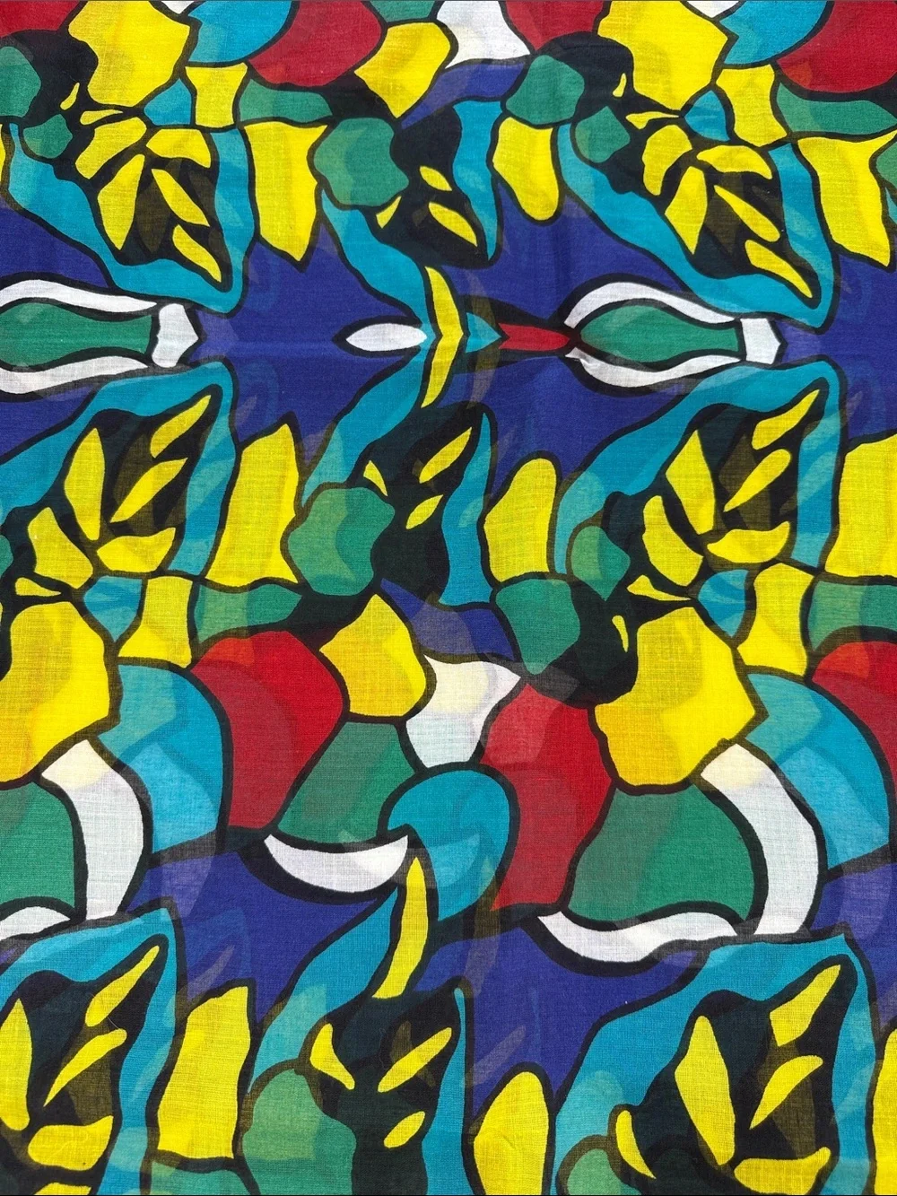 Colorful cotton scarf with geometric print made in India - Picture 3 of 7